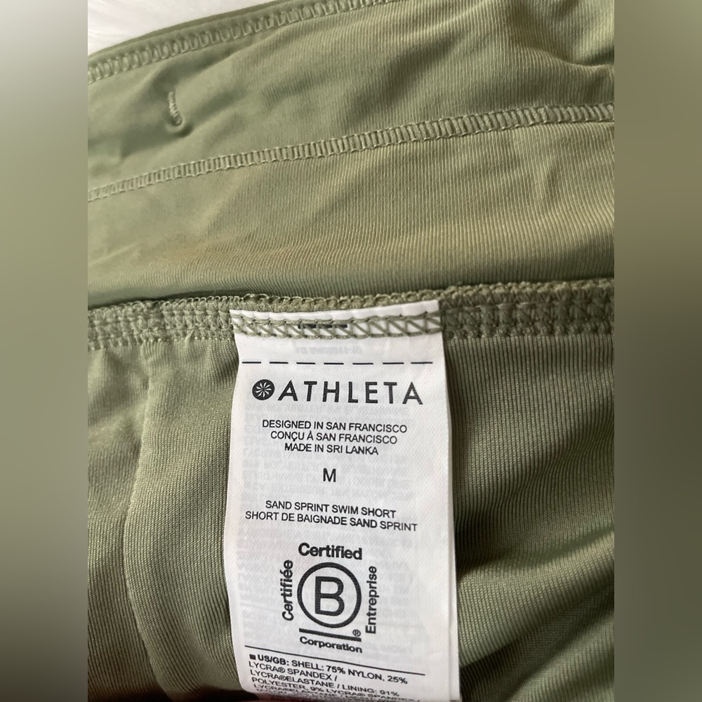 ATHLETA SAND SPRINT SWIM SHORT IN EUCALYPTUS OLIVE NWT - Picture 5 of 5
